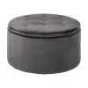 Samt-Hocker Retina mit Stauraum in Grau, Ø 60 x H 35 cm