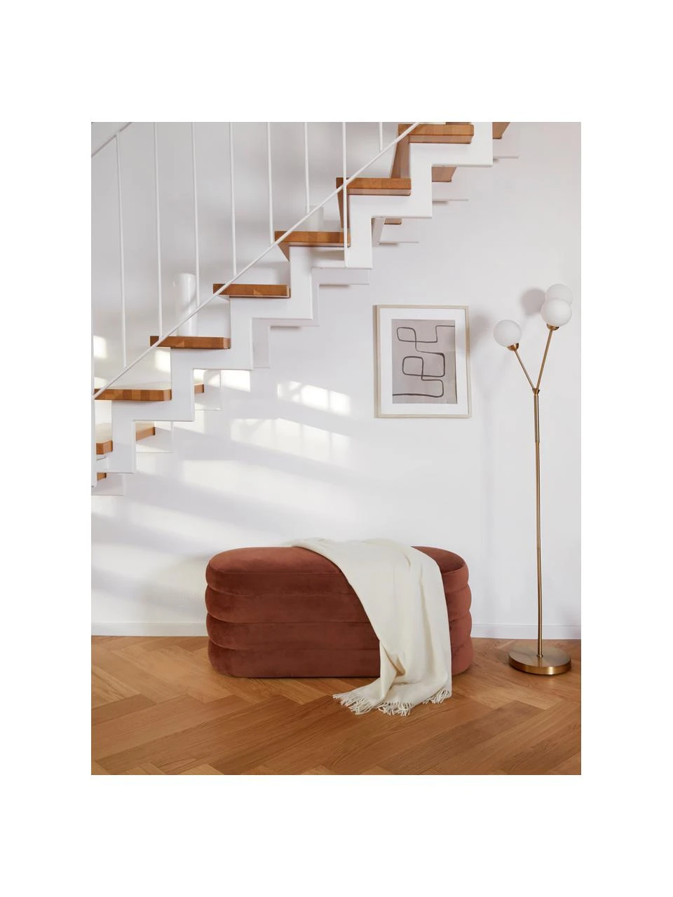 Westwing Collection Samt-Polsterbank Alto in Braun, B 110 x H 47 cm – Bild 2