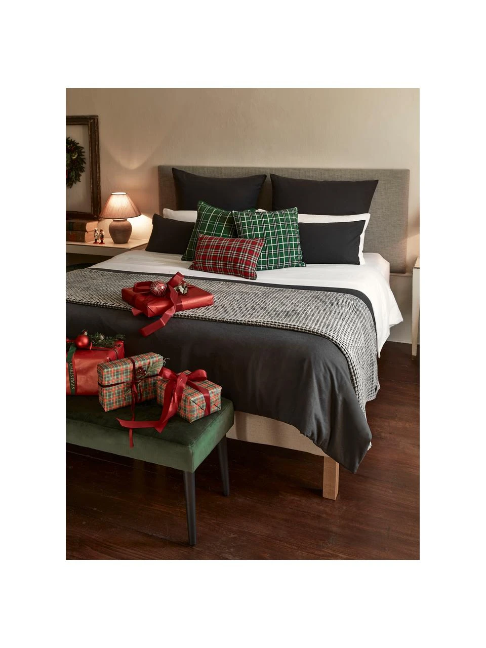 Samt-Polsterbank Glory in Dunkelgrün, B 95 x H 45 cm – Bild 2