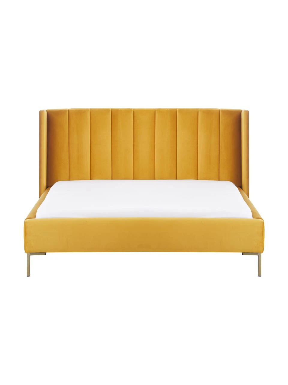 Westwing Collection Samt-Polsterbett Dusk in Gelb, 140 x 200 cm – Bild 4