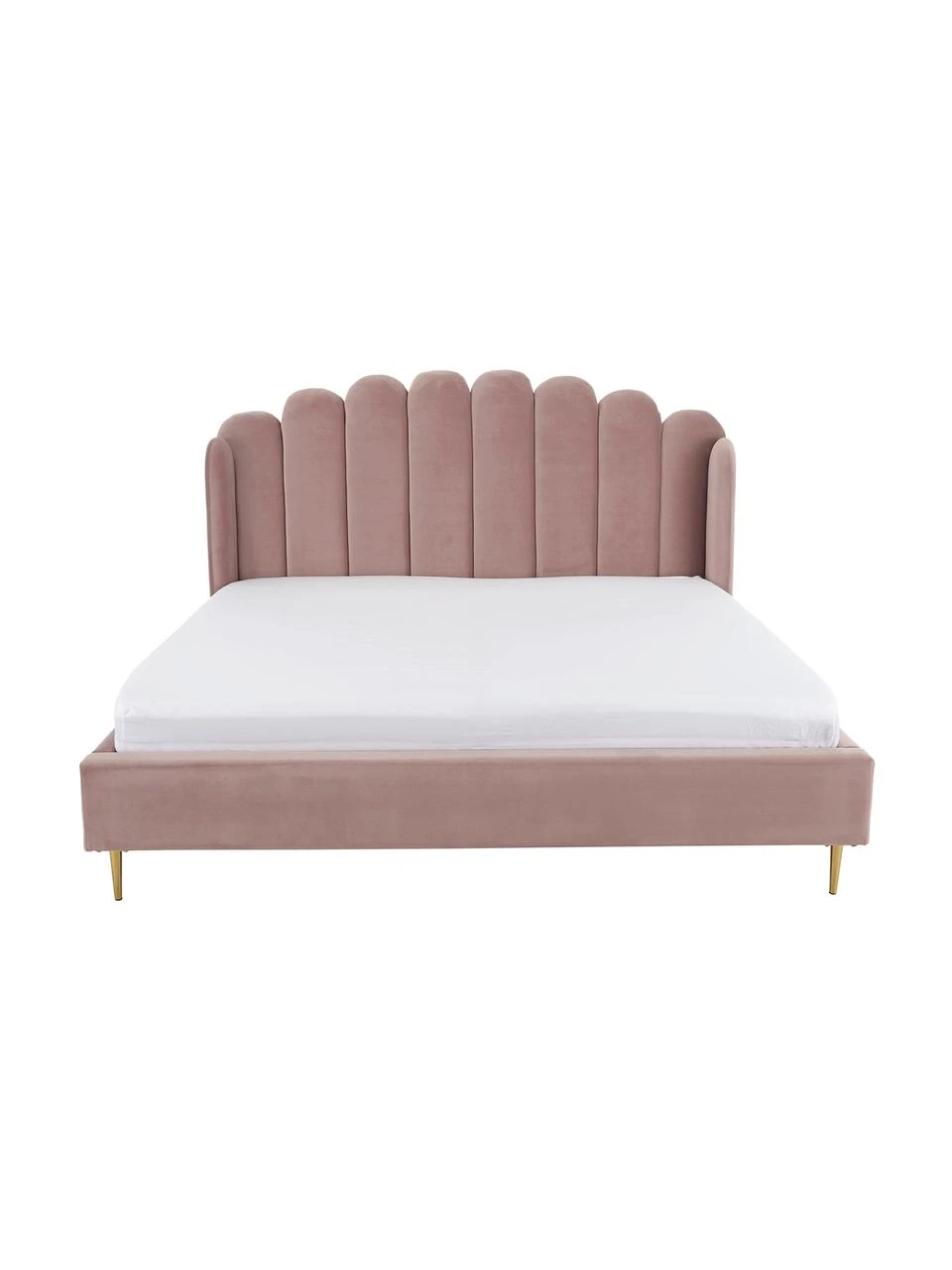 Westwing Collection Samt-Polsterbett Glamour in Altrosa, 160 x 200 cm – Bild 3