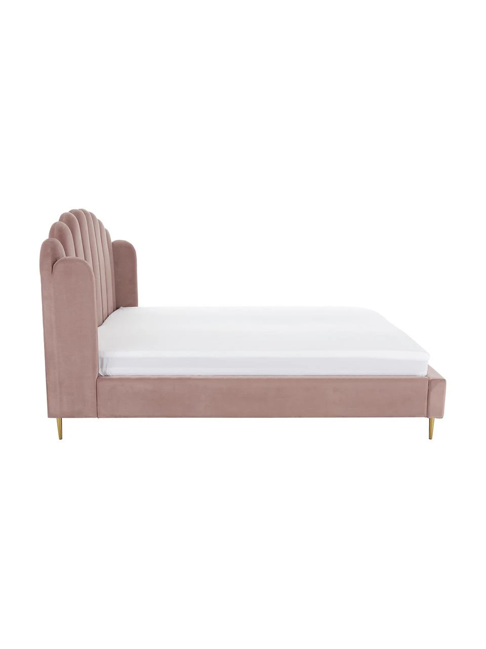 Westwing Collection Samt-Polsterbett Glamour in Altrosa, 160 x 200 cm – Bild 4