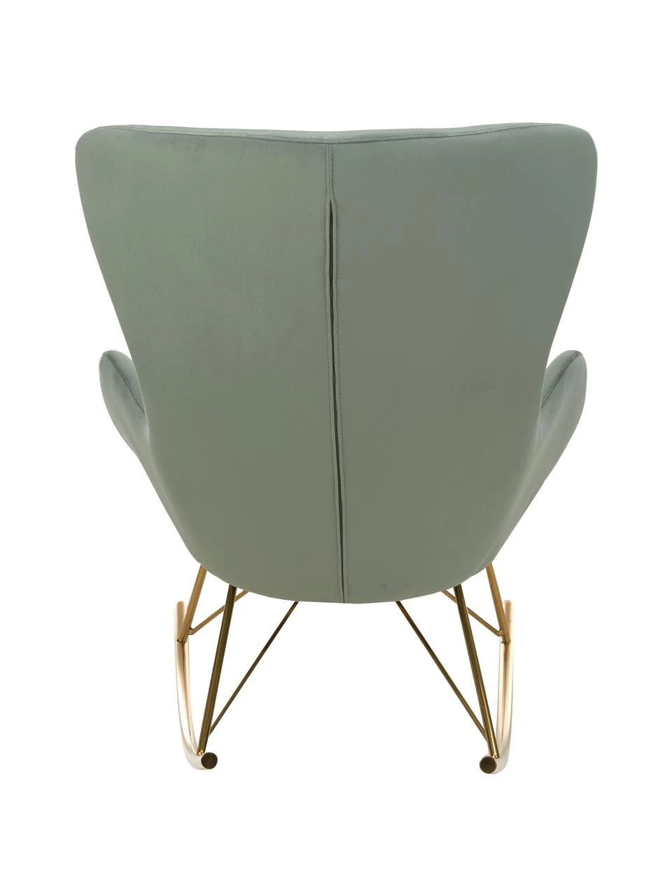Westwing Collection Samt-Schaukelstuhl Wing in Salbeigrün mit Metall-Füßen, B 76 x T 108 cm – Bild 6