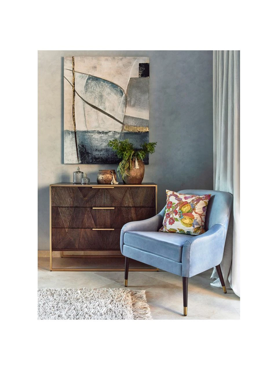 Westwing Collection Schubladenkommode Harry aus massivem Mangoholz, B 100 x H 80 cm – Bild 2