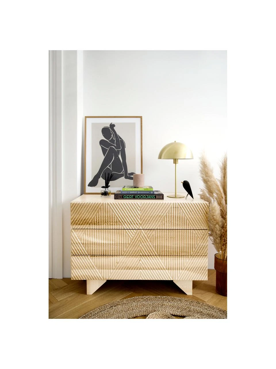 Westwing Collection Schubladenkommode Louis aus massivem Eschenholz, B 100 x H 75 cm – Bild 2