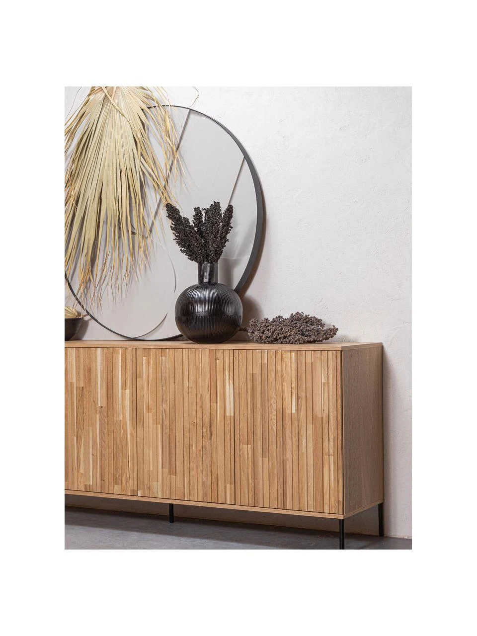 Sideboard Avourio mit geriffelter Front aus Eichenholz, 4-türig, B 200 x H 85 cm – Bild 2