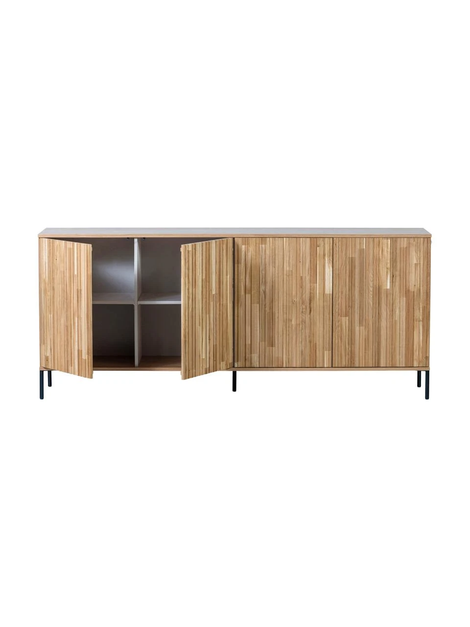 Sideboard Avourio mit geriffelter Front aus Eichenholz, 4-türig, B 200 x H 85 cm – Bild 6