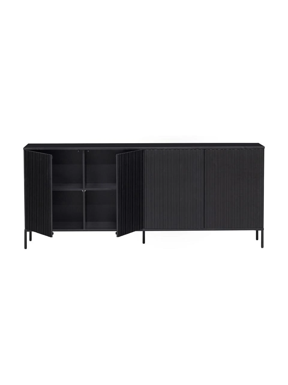 Sideboard Avourio mit geriffelter Front aus Kiefernholz, 4-türig, B 200 x H 85 cm – Bild 6