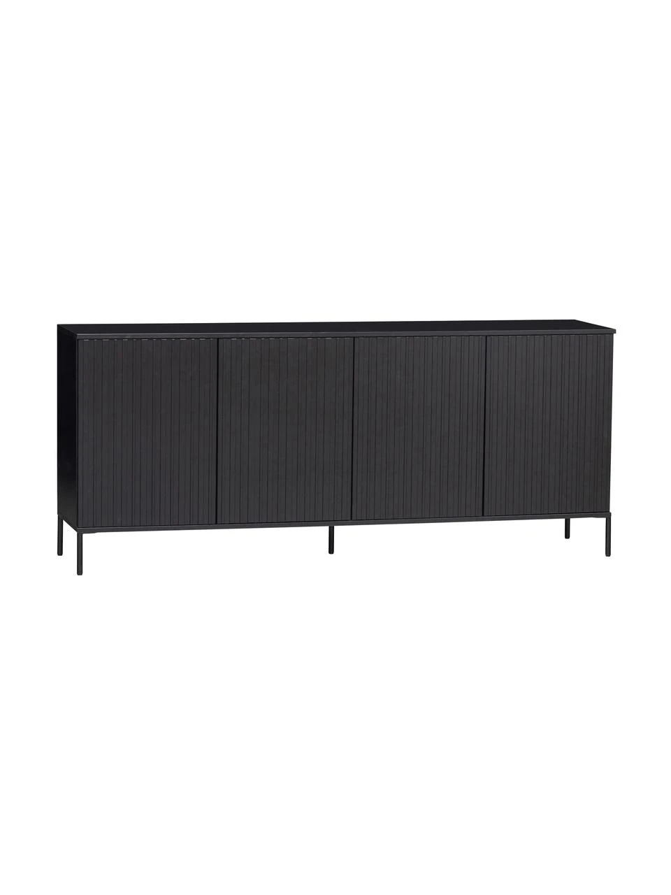 Sideboard Avourio mit geriffelter Front aus Kiefernholz, 4-türig, B 200 x H 85 cm