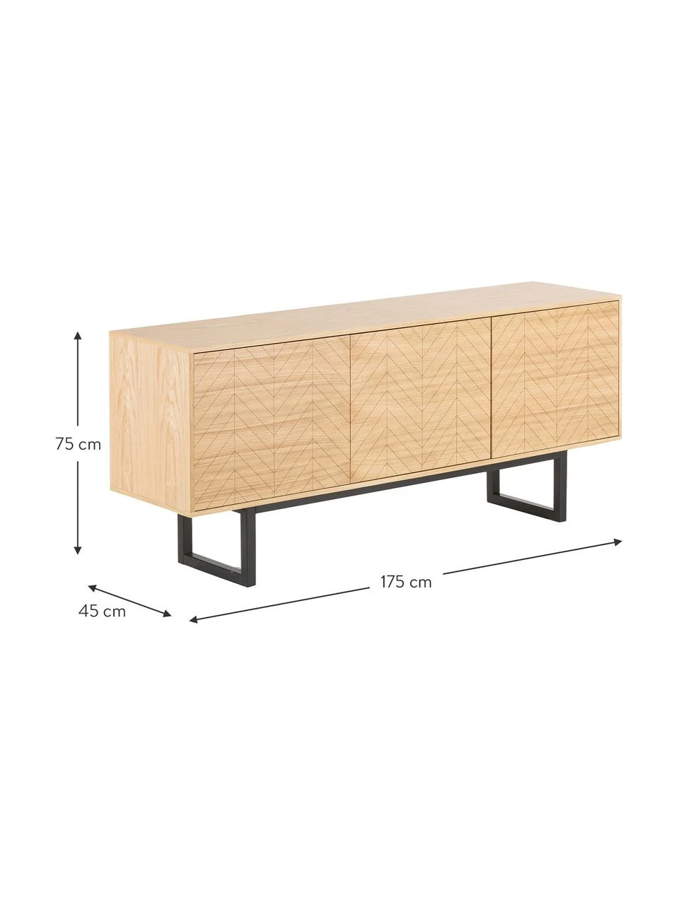 Woodman Sideboard Camden mit Türen und Eichenholzfurnier, B 175 x H 75 cm – Bild 3