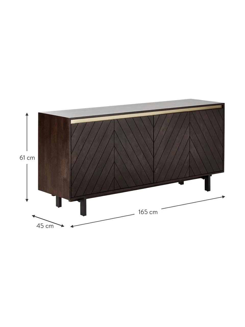 Westwing Collection Sideboard Karl mit Türen aus massivem Mangoholz, B 165 x H 61 cm – Bild 3
