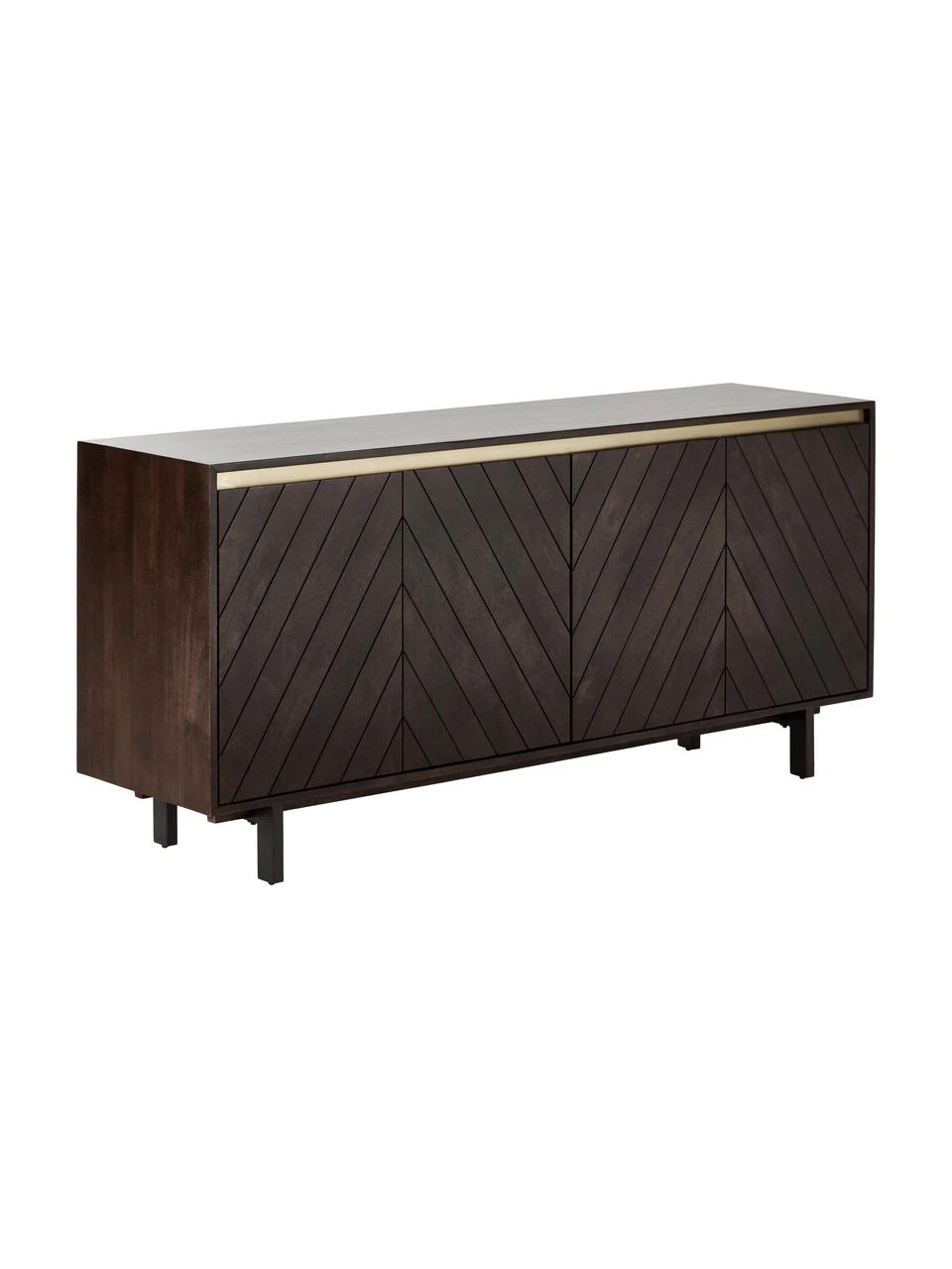 Westwing Collection Sideboard Karl mit Türen aus massivem Mangoholz, B 165 x H 61 cm
