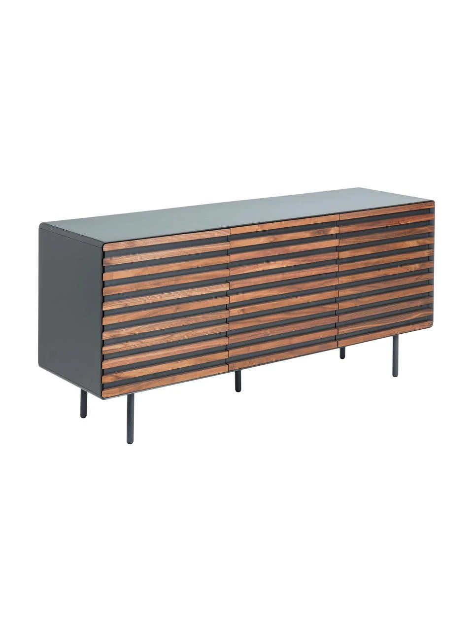 Sideboard Kesia mit Türen und Walnussfurnier, B 162 x H 74 cm
