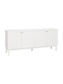 Rowico Sideboard Lewiston mit geriffelter Front in Weiß, B 161 x H 70 cm