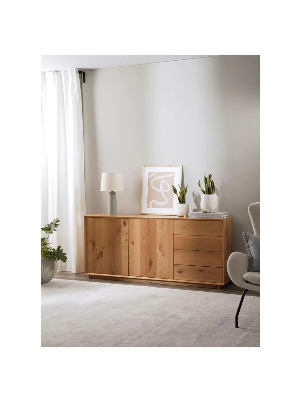 Westwing Collection Sideboard Noel aus Eschenholzfurnier, B 180 x H 79 cm – Bild 2