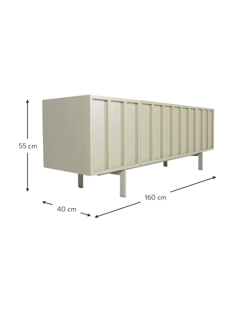 HKliving Sideboard Pebble in Beige, B 160 x H 55 cm – Bild 3