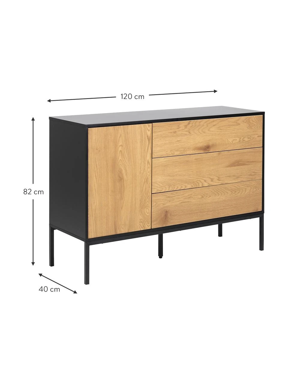 Sideboard Seaford aus Holz und Metall, B 120 x H 82 cm – Bild 3