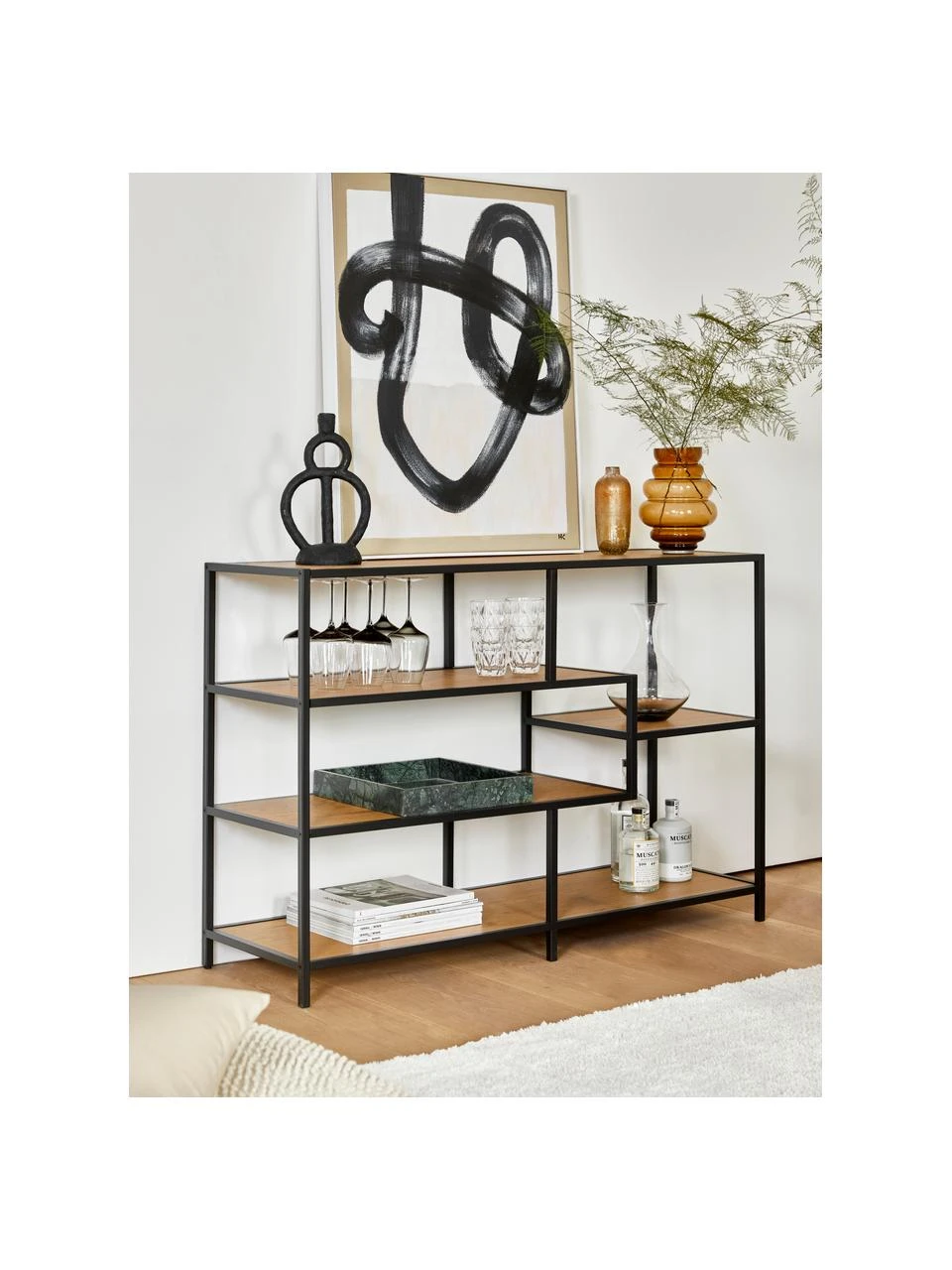 Standregal Seaford aus Holz und Metall, B 114 x H 78 cm – Bild 2