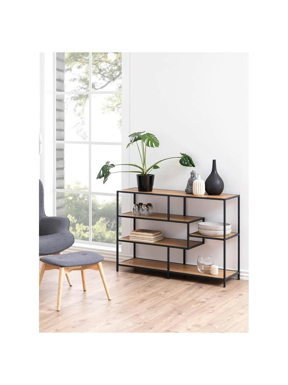 Standregal Seaford aus Holz und Metall, B 114 x H 78 cm – Bild 3