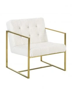 Westwing Collection Teddy-Loungesessel Manhattan in Cremeweiß, B 70 x T 72 cm