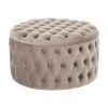 Westwing Collection XL Samt-Hocker Chiara mit Stauraum in Beige, Ø 70 x H 42 cm